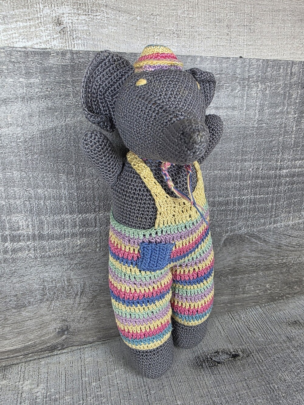 Baby Adventure Knit Crochet Multicolor Striped Plush Lovie Elephant 10" g78